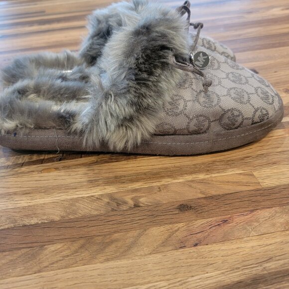 Michael Kors Zayden Slipper Slate Gray Monogram Jacquard Flat Slippers - Picture 6 of 10